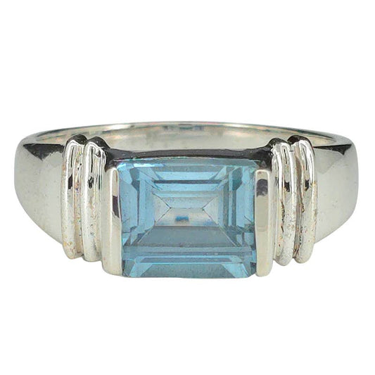 Faceted Blue Topaz Sterling Silver Ring
