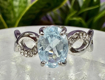 Faceted London Blue Topaz Stainless Steel Rings