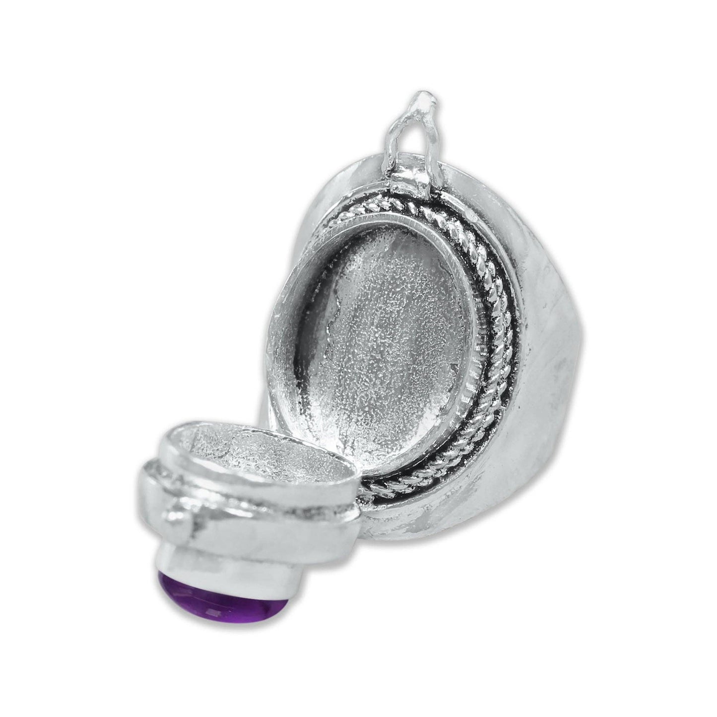 Handmade Silver-Plated Poison Rings with Semiprecious Gemstones