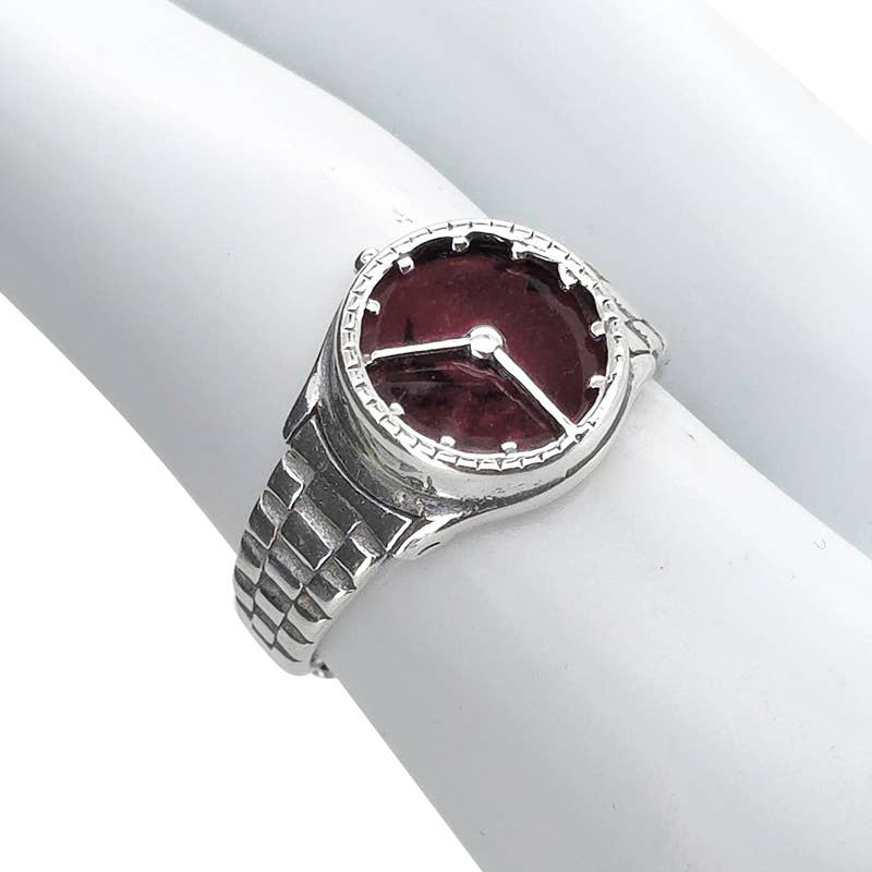 Cherry Amber Sterling Silver Watch Adjustable Ring