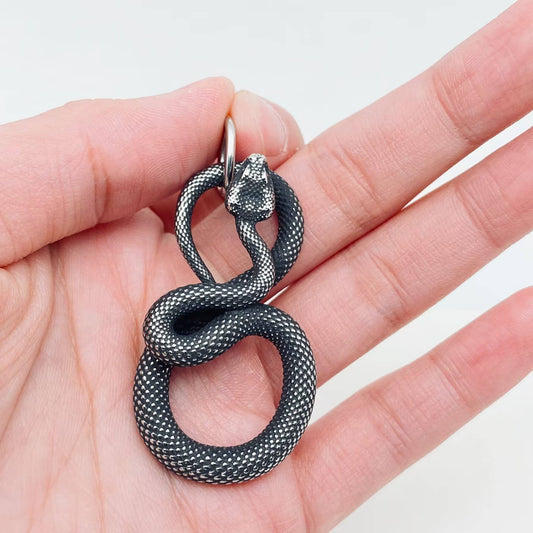 Blackening Stainless Steel Snake Pendant on Chain