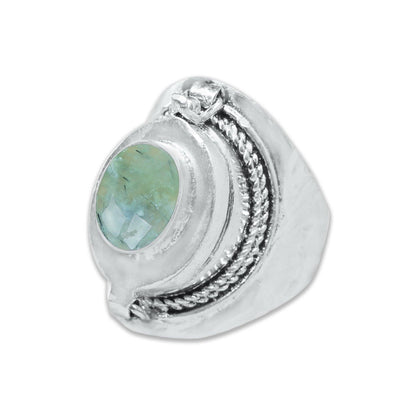 Handmade Silver-Plated Poison Rings with Semiprecious Gemstones