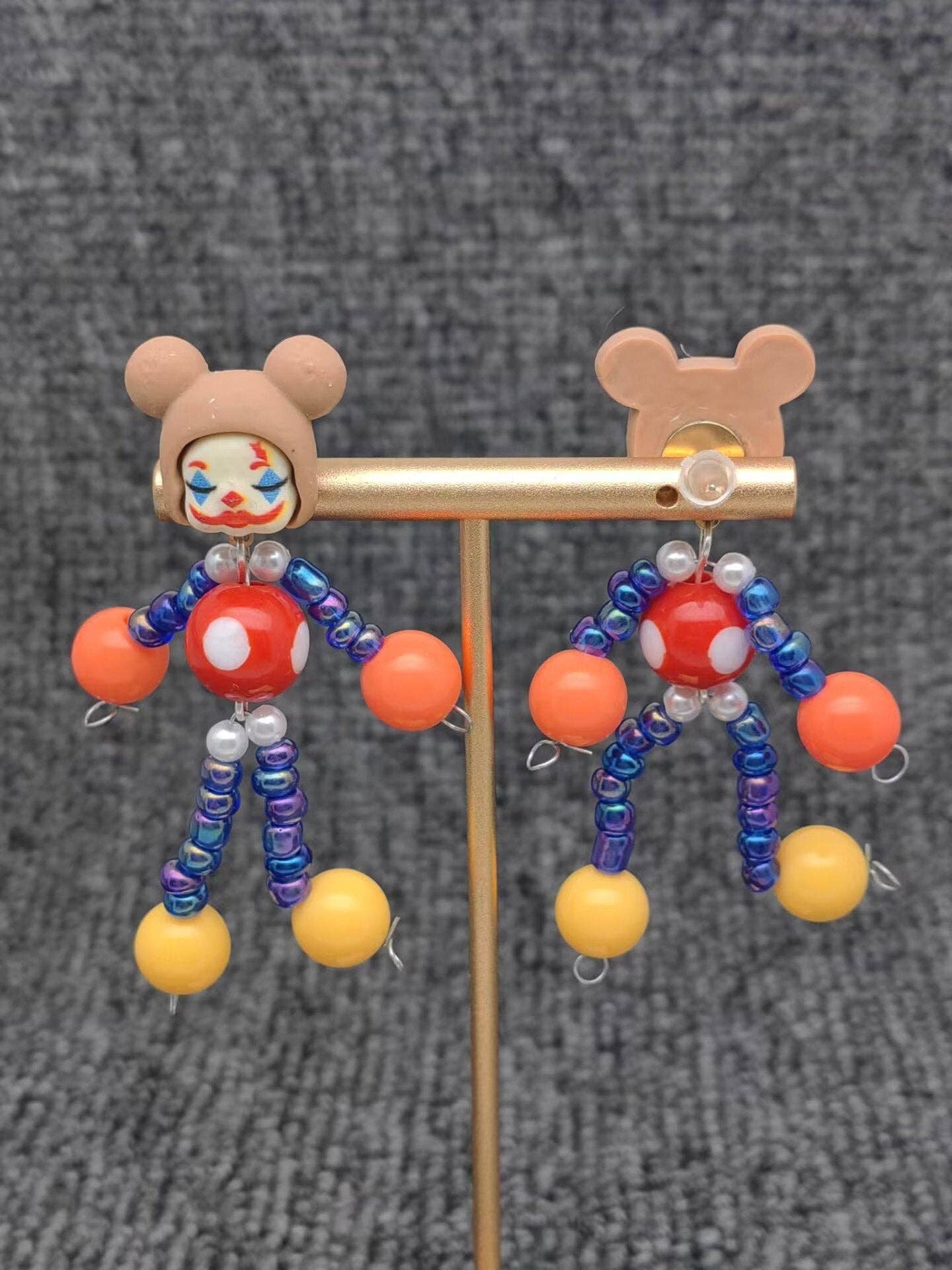 YK - Circus Style Funny Resin Clown Post Earrings
