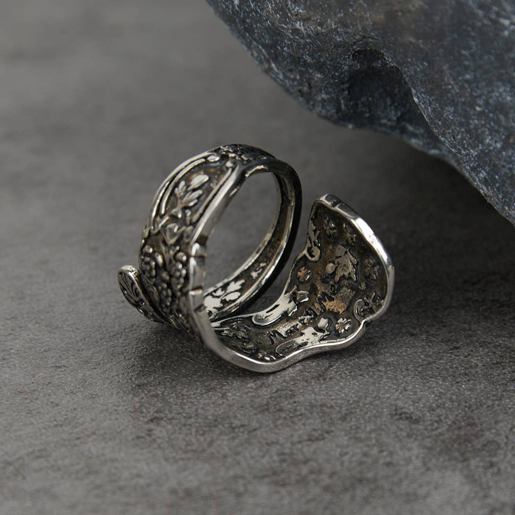 Dark Flower Spoon Ring