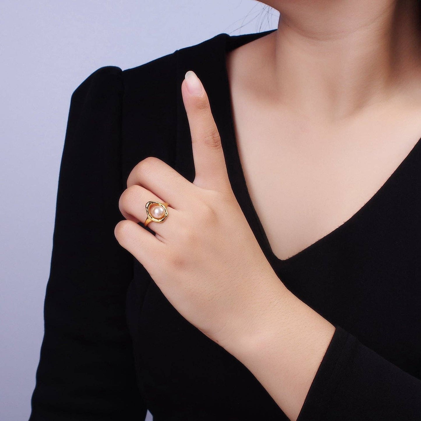 14K Gold Filled White or Pink Pearl Open Oblong Ring ☆ Gold or Silver