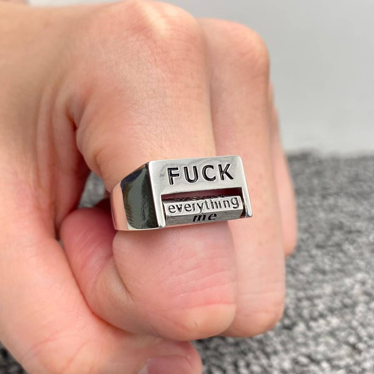 Fuck Roulette 🎲 Rotatable Silver Tone Ring