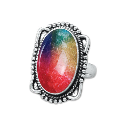 Rainbow Quartz Rings 🌈 Handmade & Silver-Plated, Colored Semiprecious Gemstone (US Sizes 6–10)