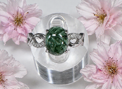 Natural Seraphinite Stainless Steel Ring