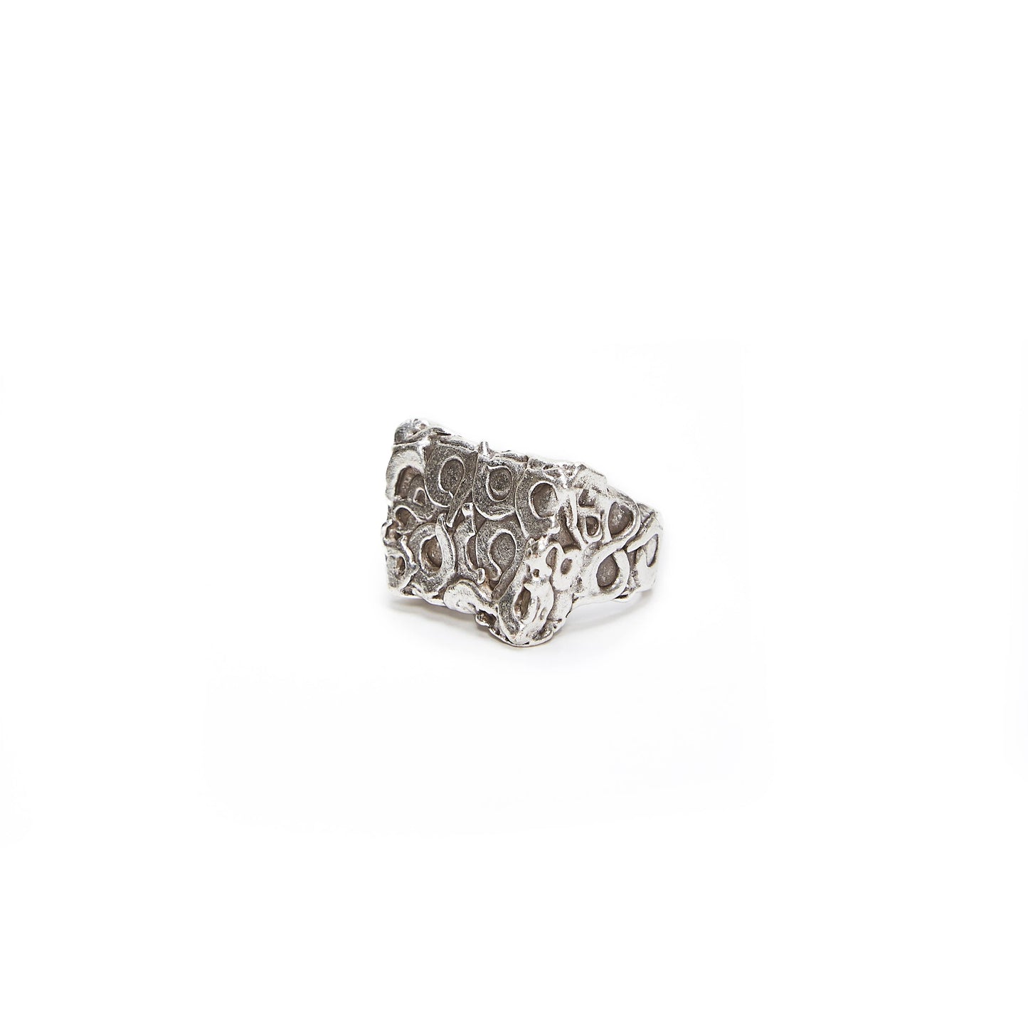 Abstract Handmade Brass Ring - 945 Silver Plated