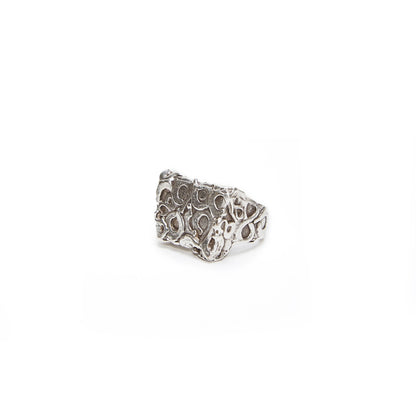 Abstract Handmade Brass Ring - 945 Silver Plated