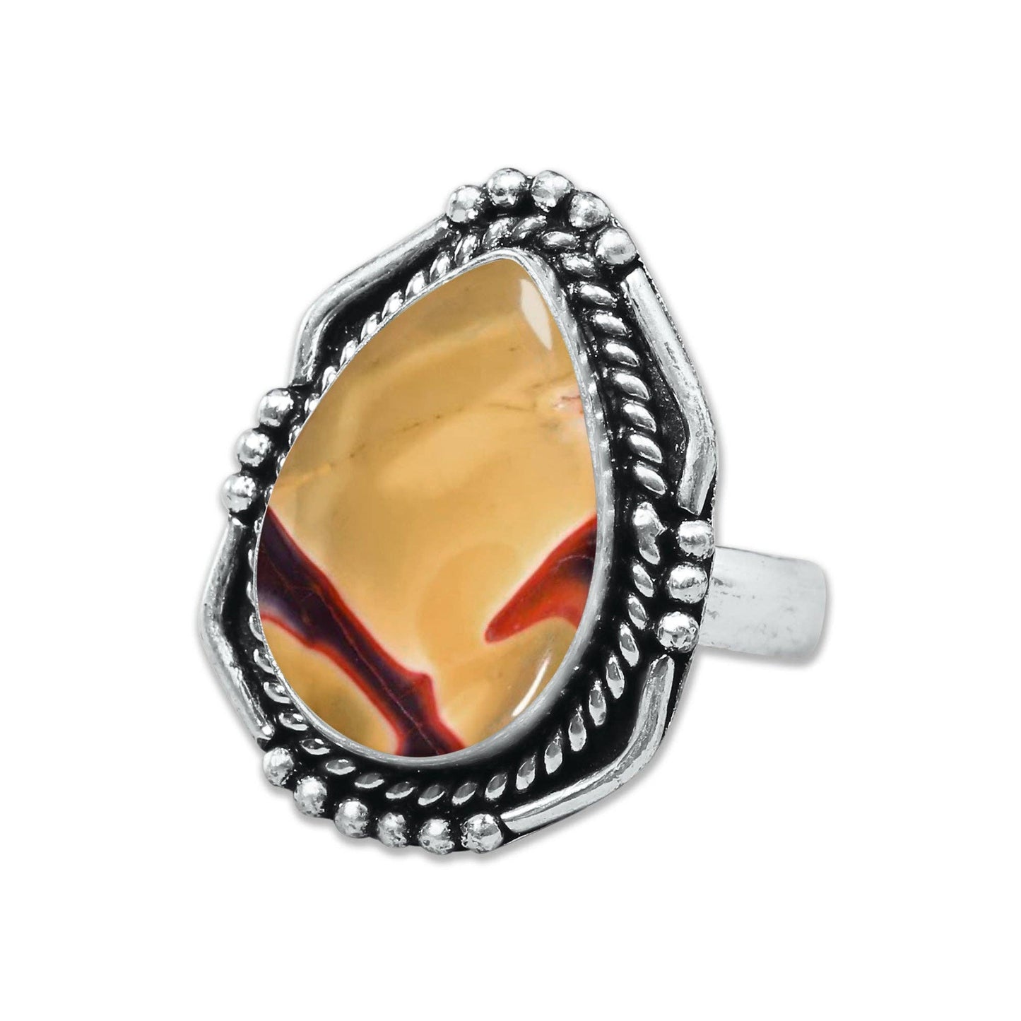 Mookaite Jasper Rings – Handmade, Silver-Plated ☆ Bold Earth Tones
