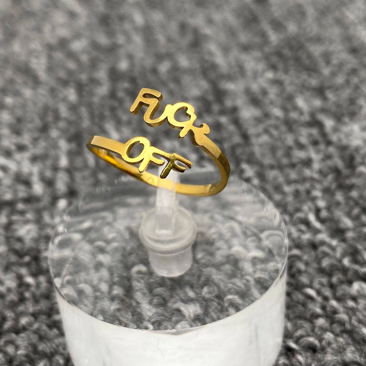 'Fuck Off' 🖕Gold-Plated Stainless steel Adjustable Ring