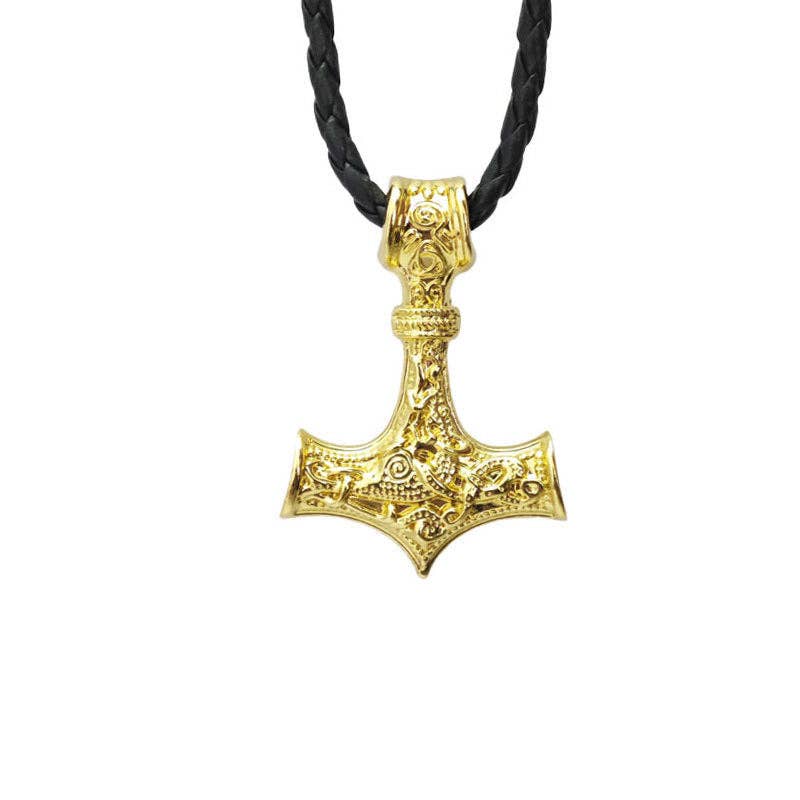 Viking Odin Triangle Knot Mjolnir Pendant Necklace