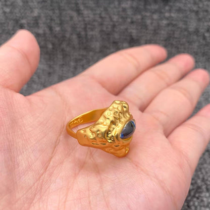 Vintage 24K Gold Plated Blue Evil Eye Ring