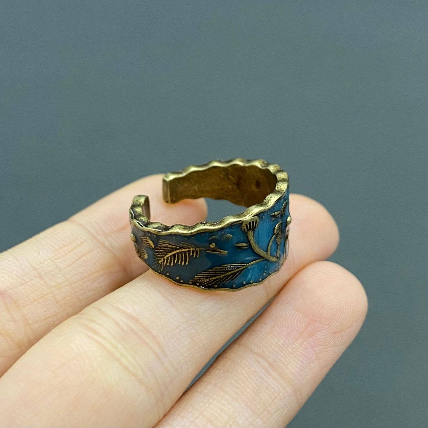 Flower Enamel Bronze Ring
