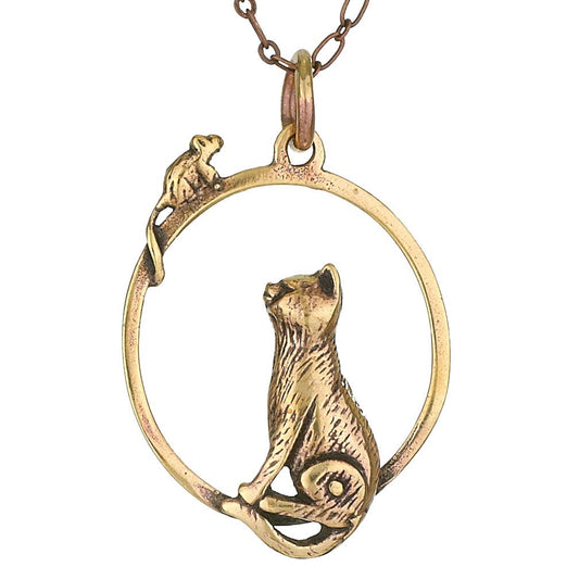 Pursuit Cat & Mouse Bronze Necklace