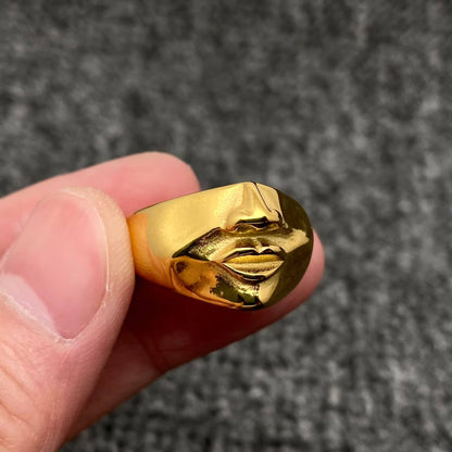 Abstract Face Contour 18K Gold Plated Ring