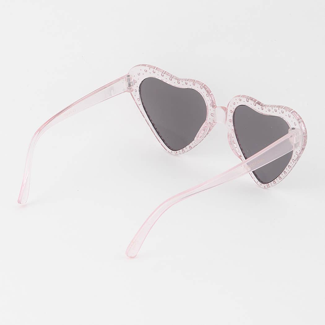 Rhinestone Embedded Heart Sunglasses