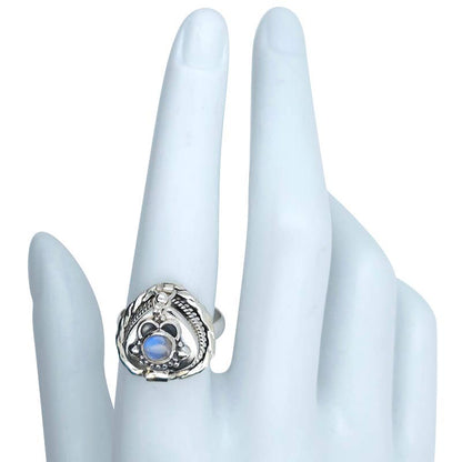 Heart-Shaped Moonstone Silver Locket Poison Ring