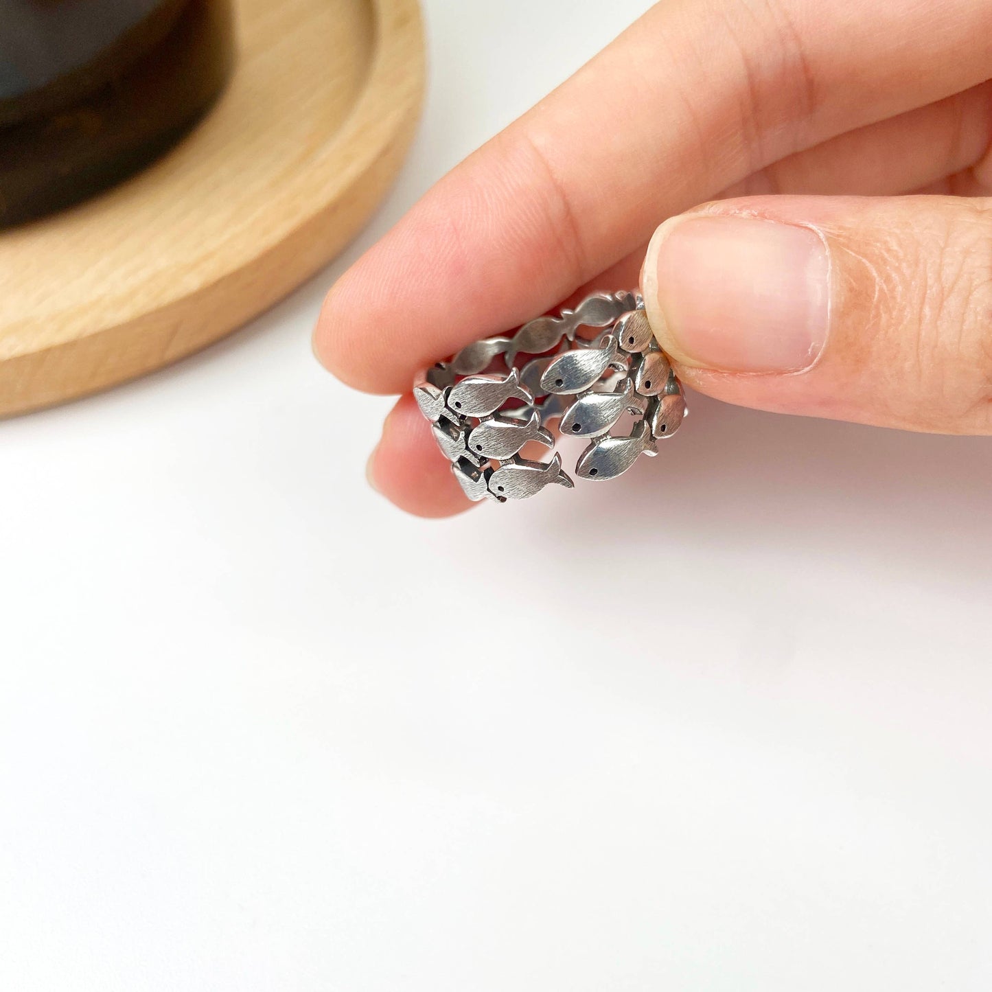 Silver Adjustable Fish Ring