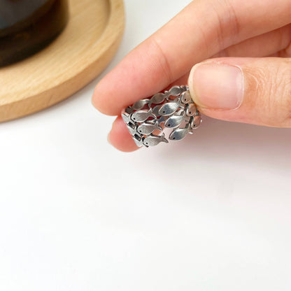 Silver Adjustable Fish Ring
