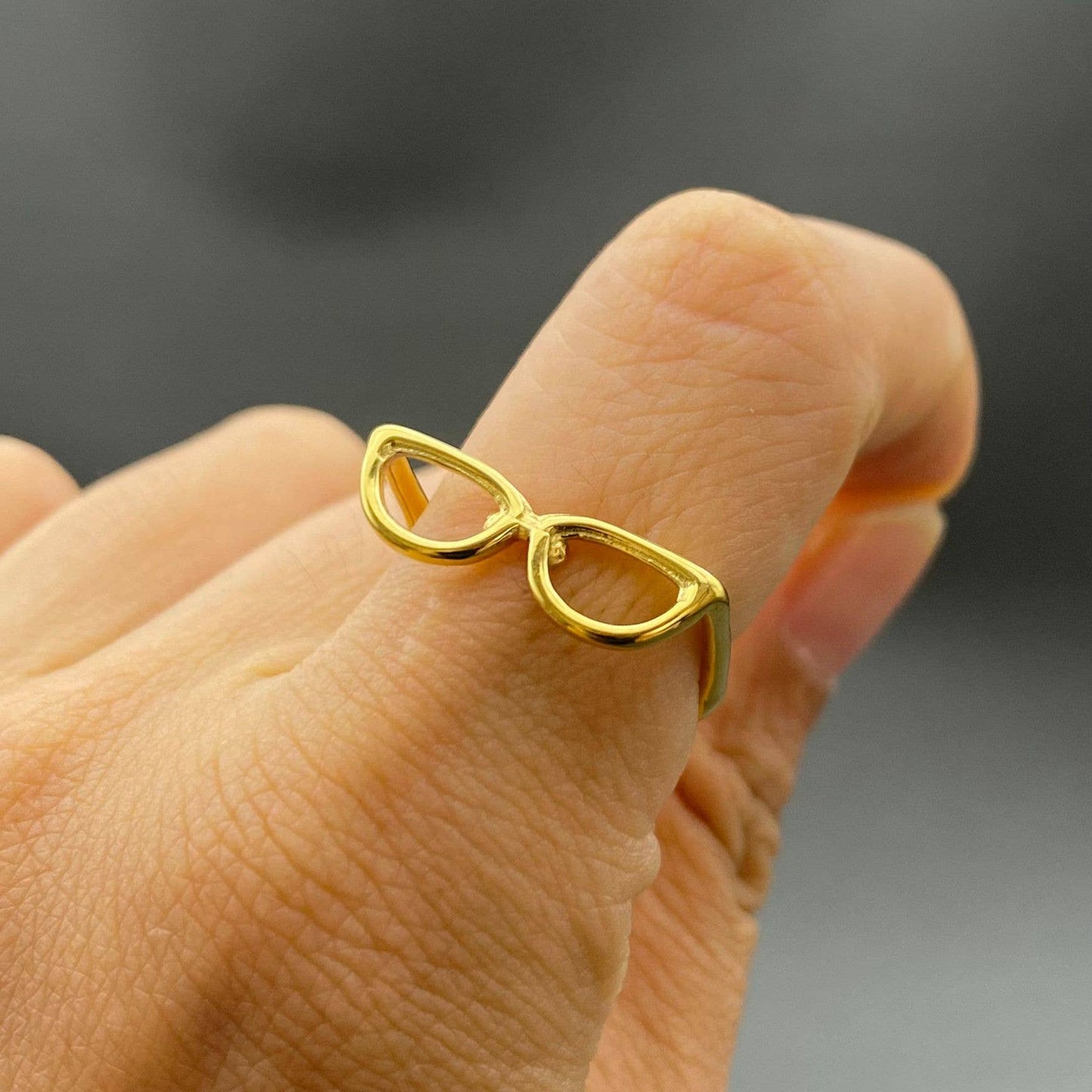 18K Gold Plated Glasses Ring