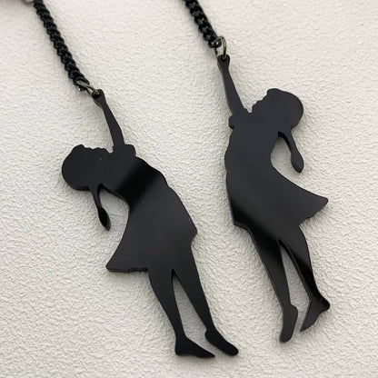 Banksy-Style ☆Girl Holding A Balloon Acrylic Dangle Earrings