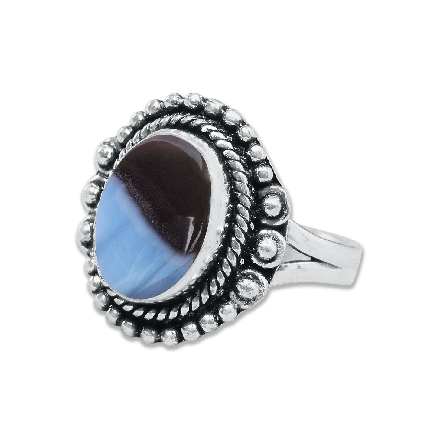 Blue Owyhee Opal Rings ☆ Handmade, Silver-Plated, Soft Sky-Toned Gemstone