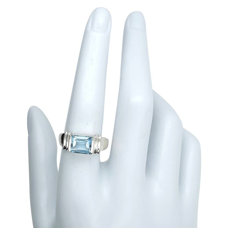Faceted Blue Topaz Sterling Silver Ring
