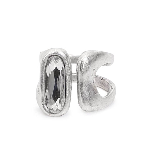 Handmade Swarovski Crystal Brass Ring ☆ 945 Silver Plate