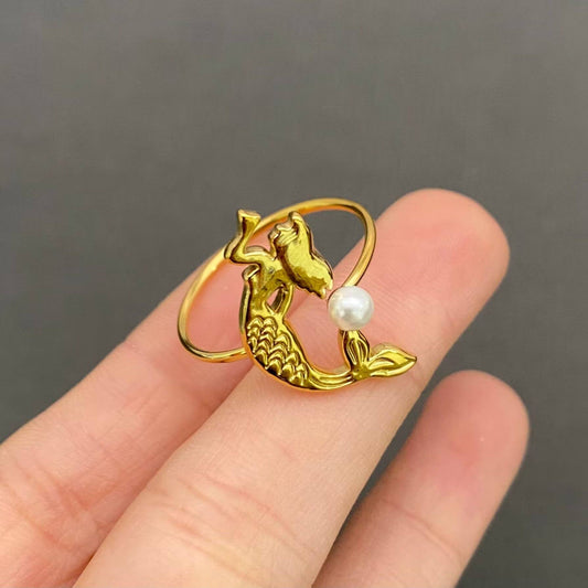 Mermaid 18K Gold Plated Stainless Steel Ring