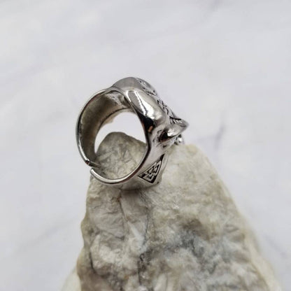 Norse Runes Raven Skull Ring