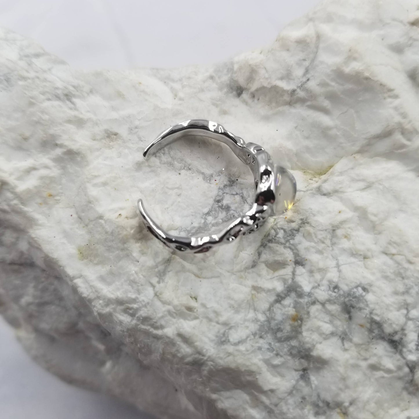 Adjustable Moonstone Crystal Ball Ring