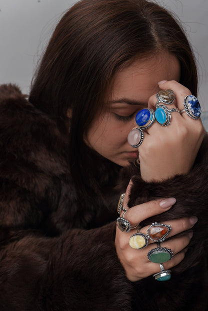 Gemstone Silver Plate Rings * Various Sizes & Stones