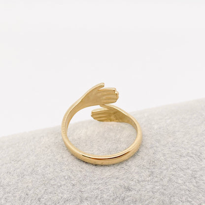 Hands Cuddling Gold Plated Stainless Steel Ring