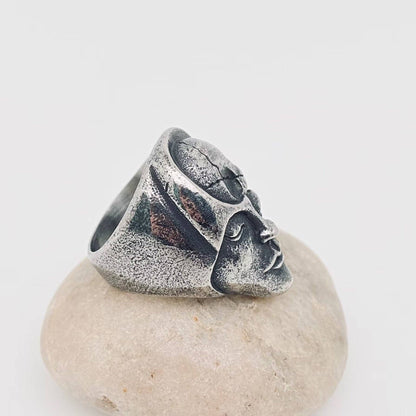 Double Face Gothic Stainless Steel Skull Ring