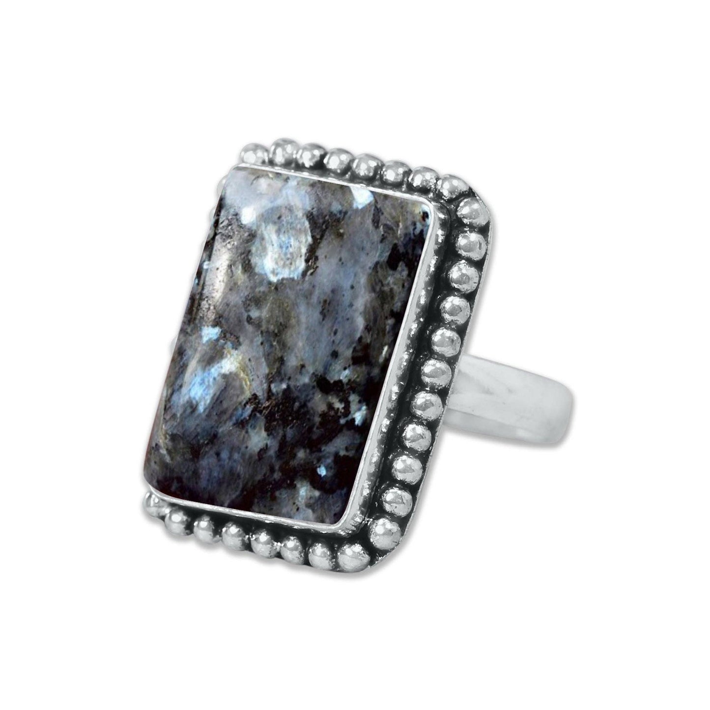 Larvikite Rings ☆ Norwegian Moonstone ☆ Handmade, Silver-Plated