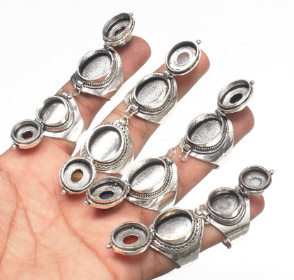 Handmade Silver-Plated Poison Rings with Semiprecious Gemstones
