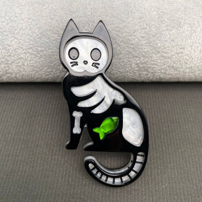 Skelecat Cat Brooch