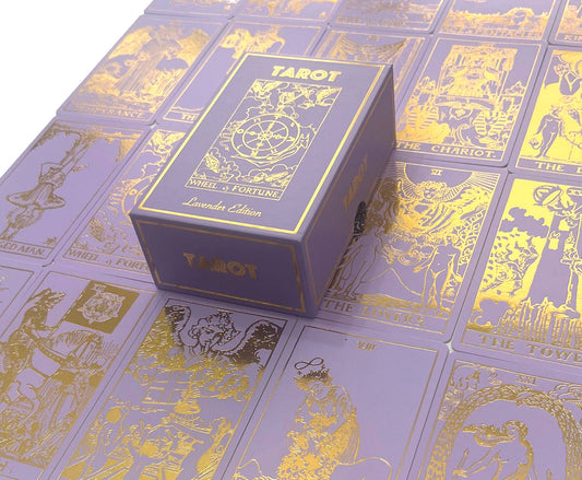 Classic Rider Waite Smith | Lavender Gold Foil Tarot & Guide | Classic Tarot Design