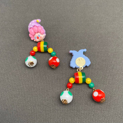 Colorful Clown Post Earrings