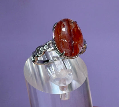 Natural Fire Quartz ☆Hematoid☆ Stainless Steel Ring