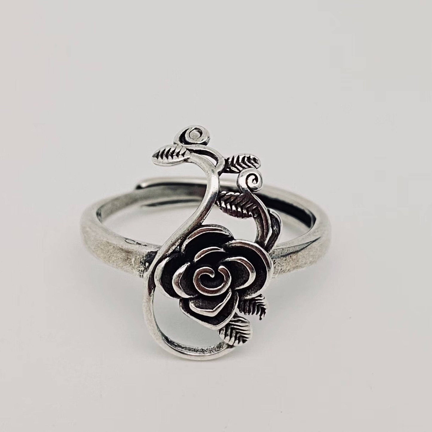 Vintage Style Silver-plated Rose Ring