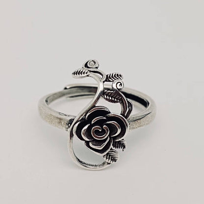 Vintage Style Silver-plated Rose Ring