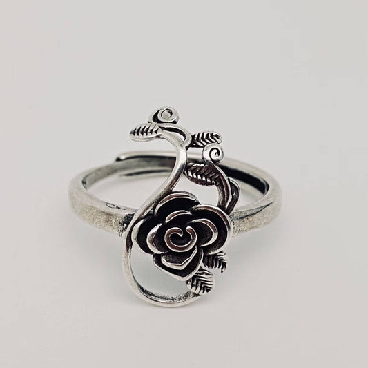 Vintage Style Silver-plated Rose Ring