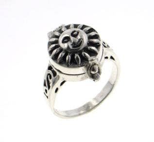 Sterling Silver Happy Sun Poison Locket Ring