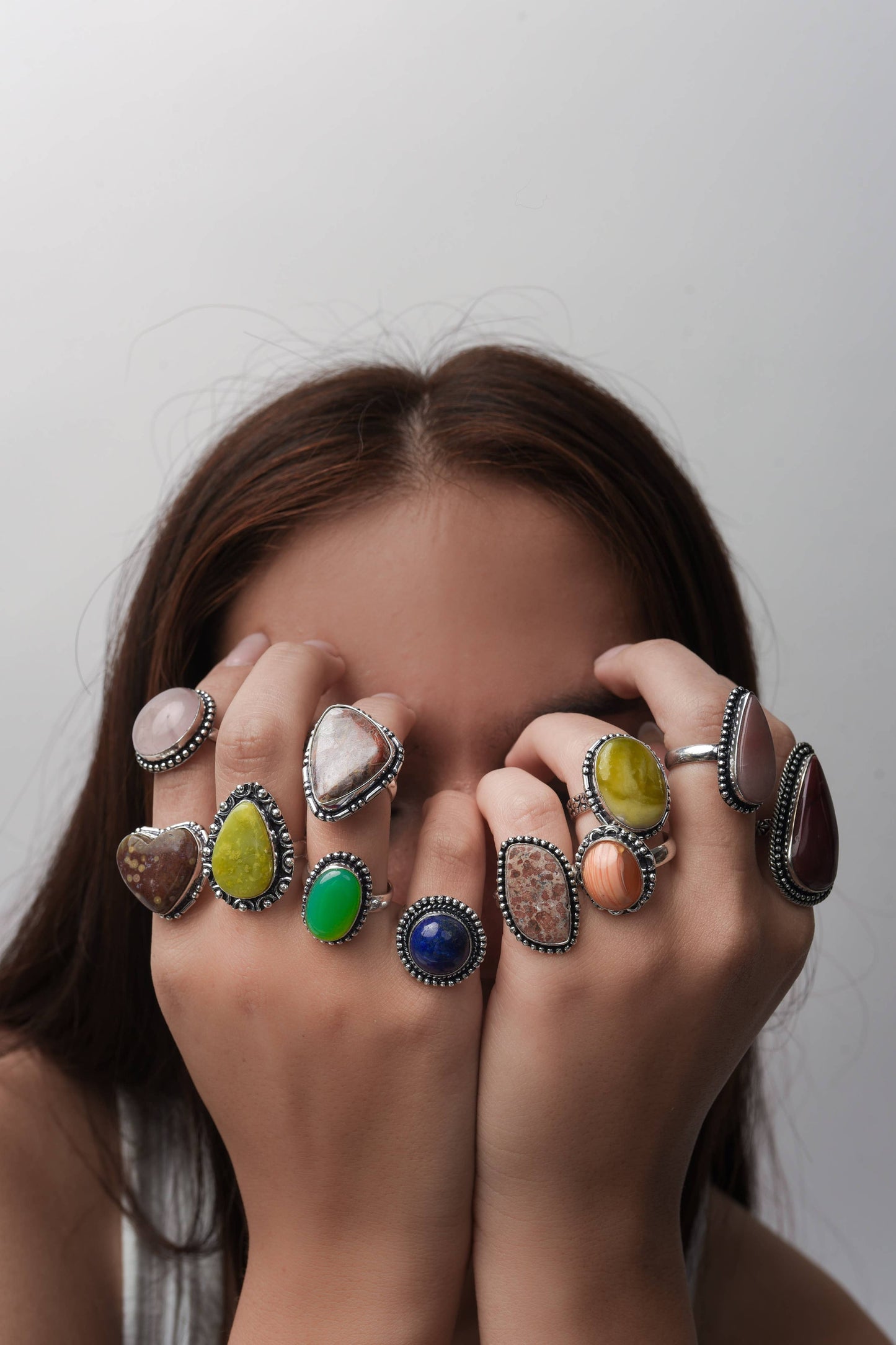 Gemstone Silver Plate Rings * Various Sizes & Stones