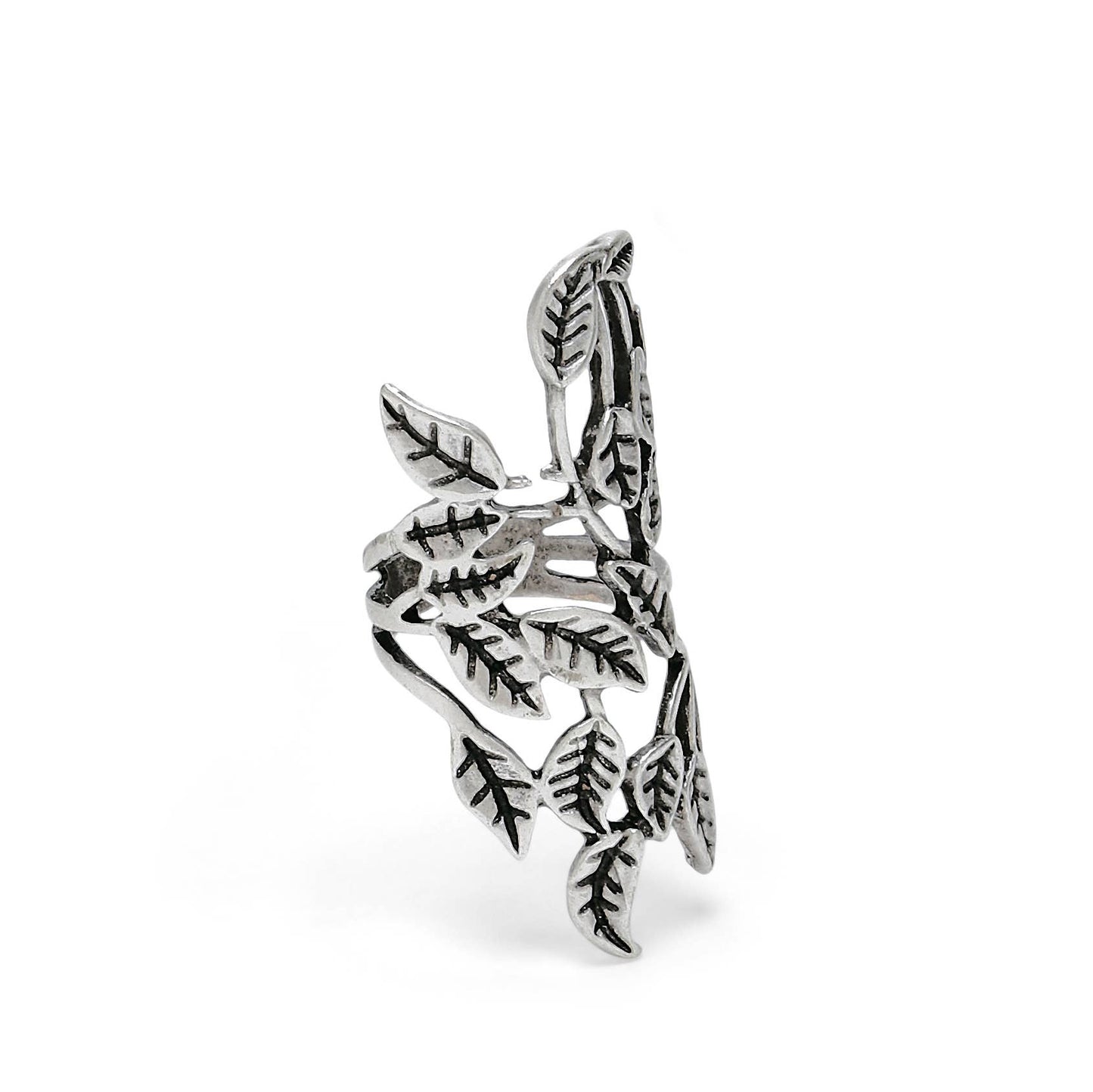 Handmade Interlocked Leaves Brass Ring☆945 Silver Plate