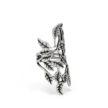 Handmade Interlocked Leaves Brass Ring☆945 Silver Plate