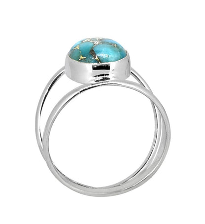 Blue Copper Turquoise 925 Sterling Silver Chunky Bypass Ring